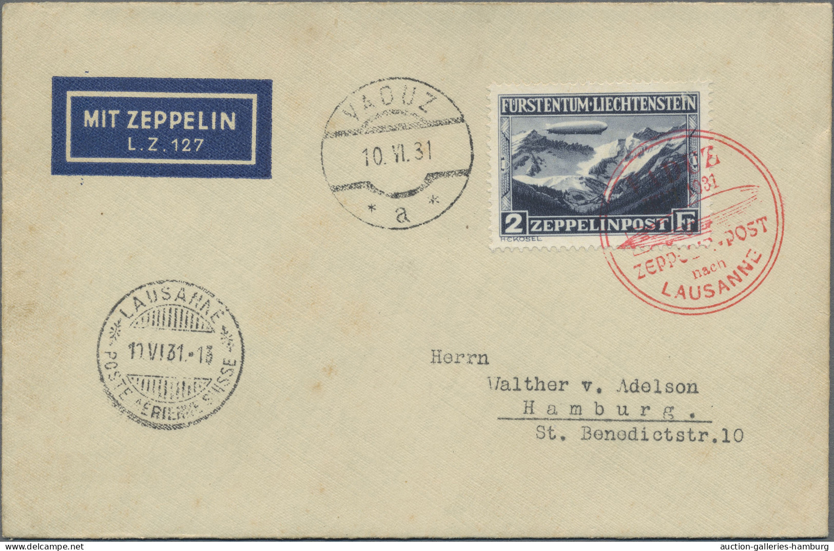 Liechtenstein: 1931 Zwei Zeppelinbriefe Mit Der Liechtensteinfahrt Des LZ 127, E - Briefe U. Dokumente