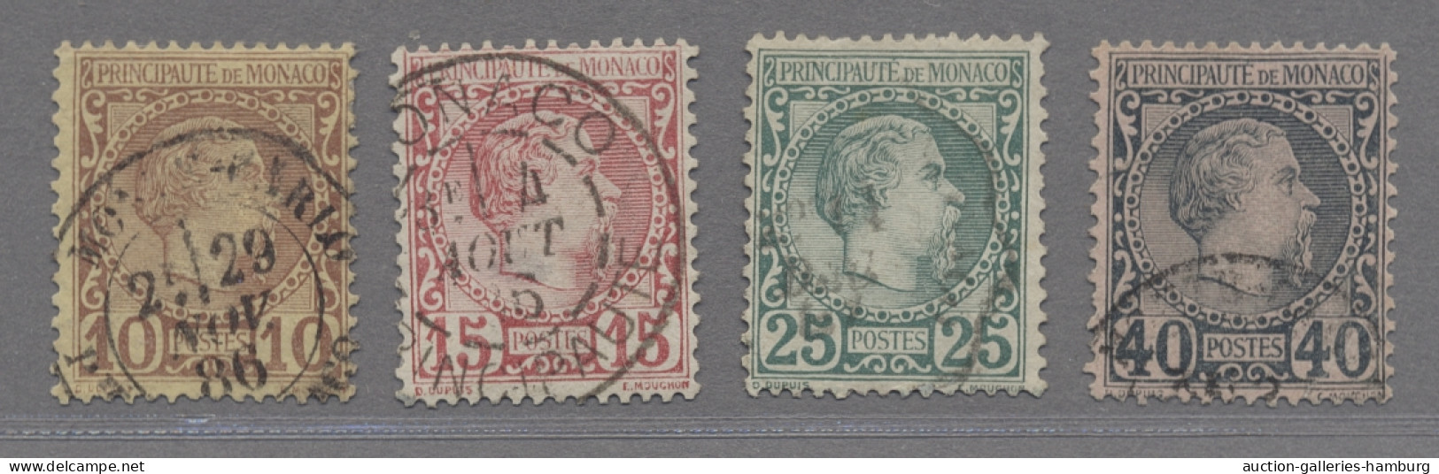 Monaco: 1885, 1-3 Ungebraucht Orig.G. Sowie Nr. 4-8 Gestempelt, Pracht, Mi. 446 - Used Stamps