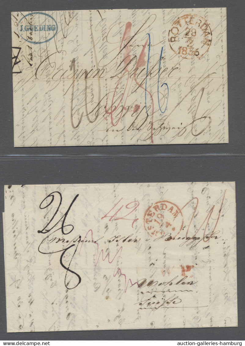 Netherlands -  Pre Adhesives  / Stampless Covers: 1824-46, nine entire letters a