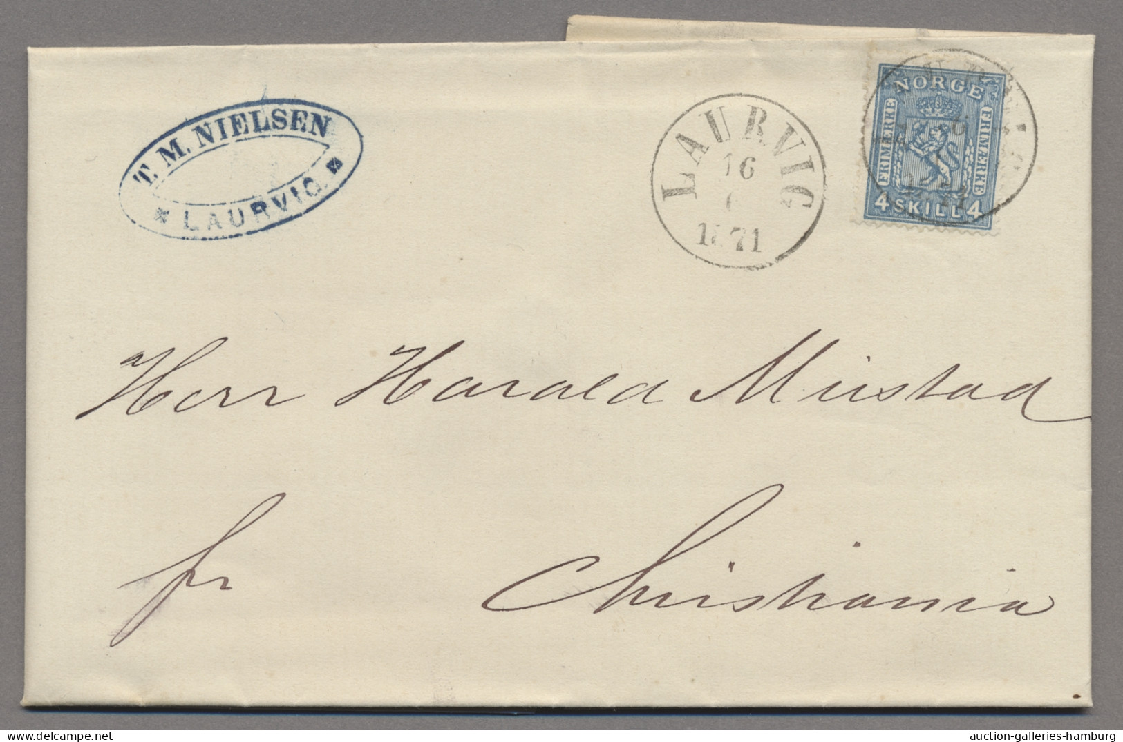 Norway - Post Marks: 1870-1871, Wappen, Wertziffer Links Und Rechts, 4 Sk. Jewei - Otros