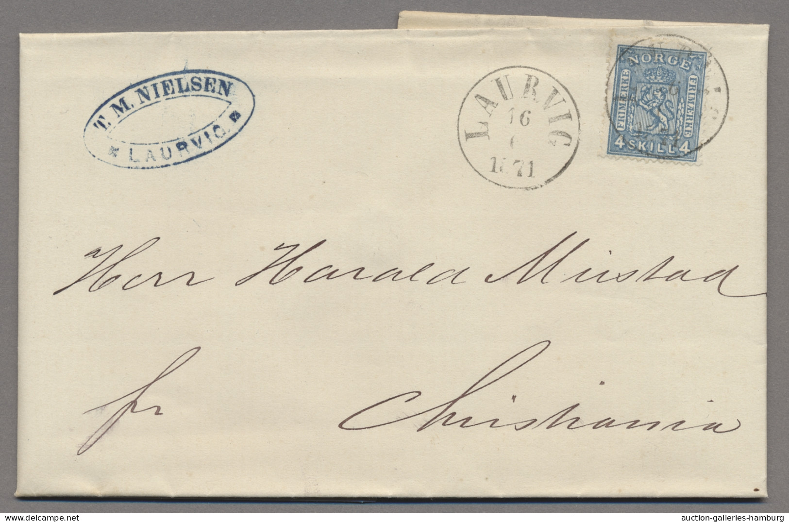 Norway - Post Marks: 1870-1871, Wappen, Wertziffer Links Und Rechts, 4 Sk. Jewei - Other