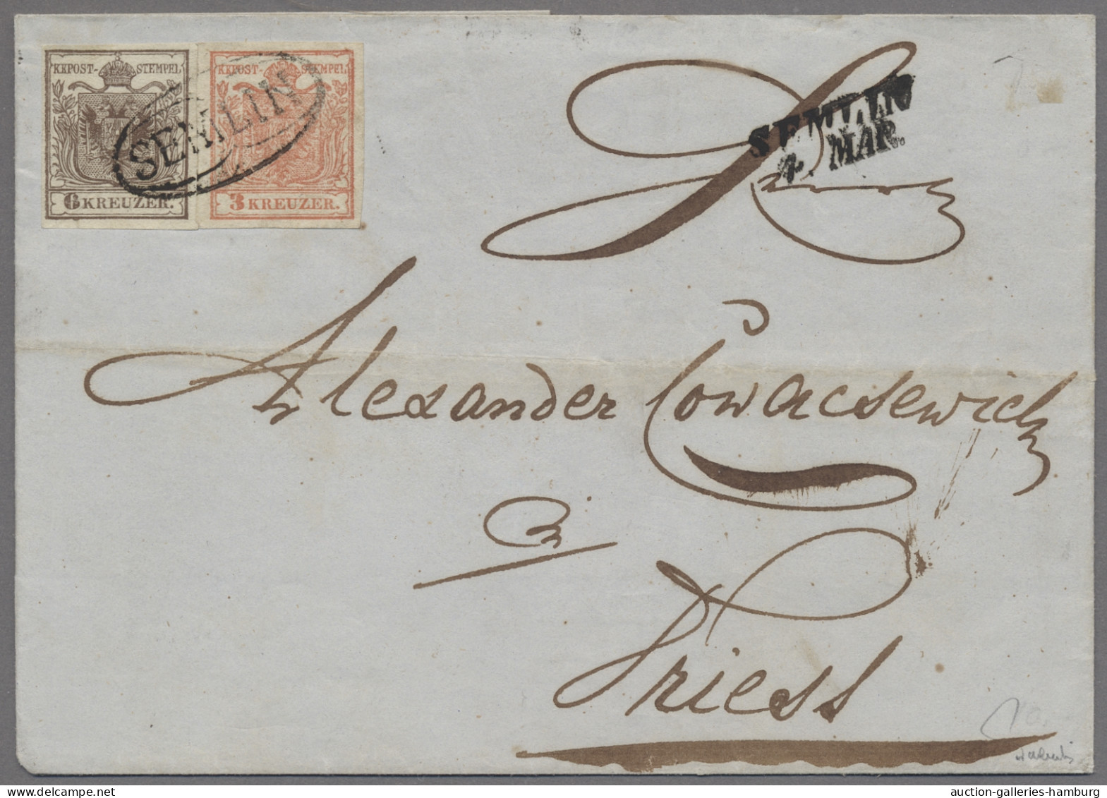Österreich: 1850, Freimarken 3 Kr. Zinnoberrot Und 6 Kr. D`braun, Jeweils Allsei - Cartas & Documentos