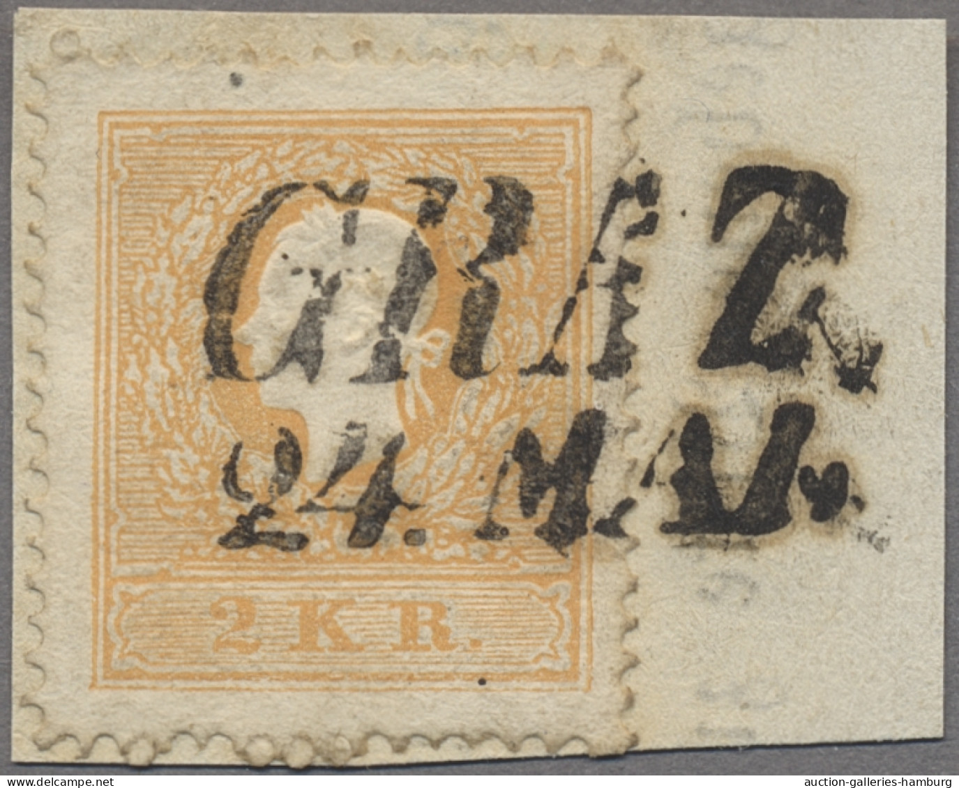 Österreich: 1858, 2 Kr Orange Auf Kab.Briefstück Mit Komplettem Stempel GRAZ 24. - Covers & Documents