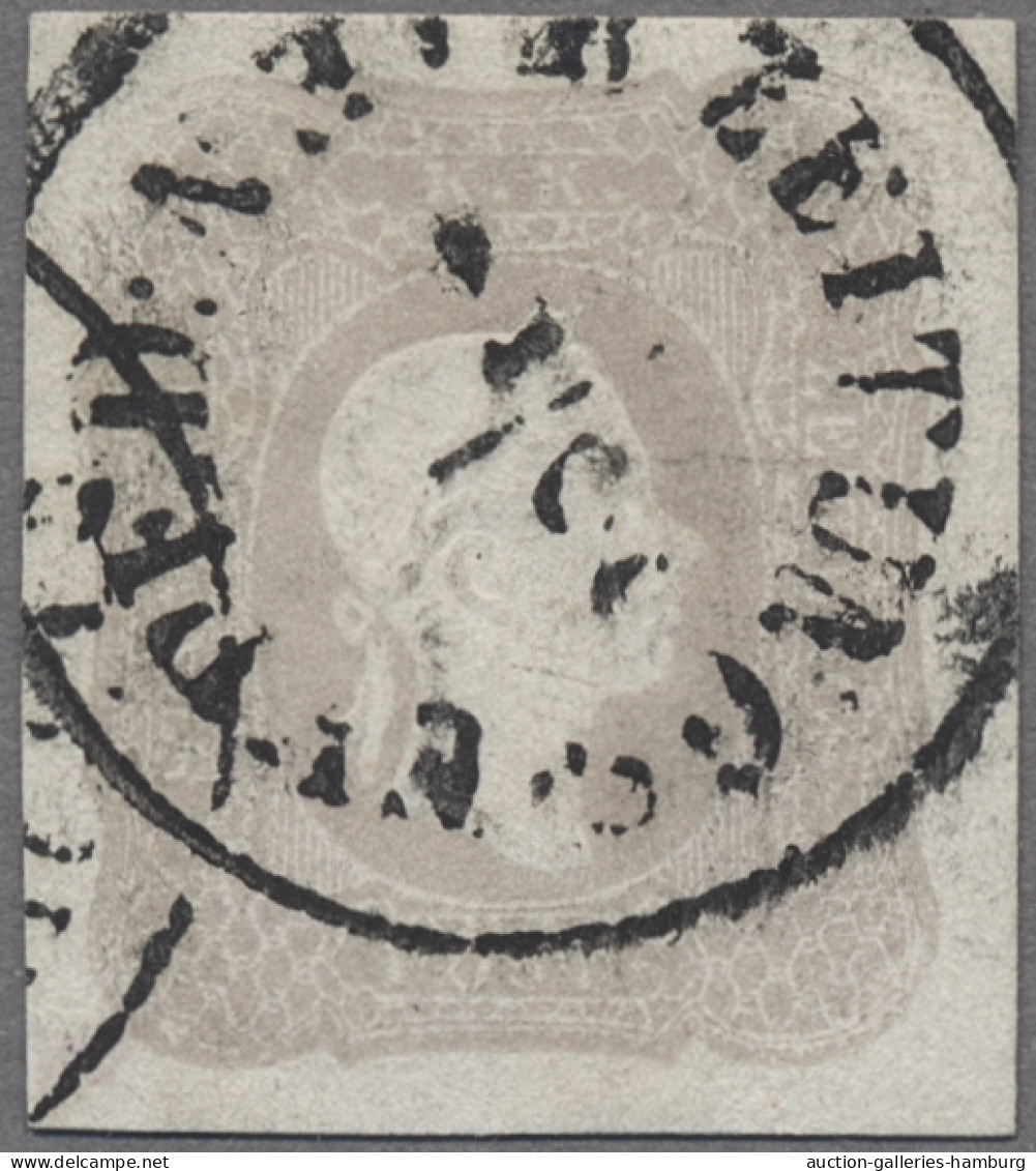 Österreich: 1861, Zeitungsmarke (1,05 Kr.) Grauviolett Allseits Breitrandig Gesc - Usados