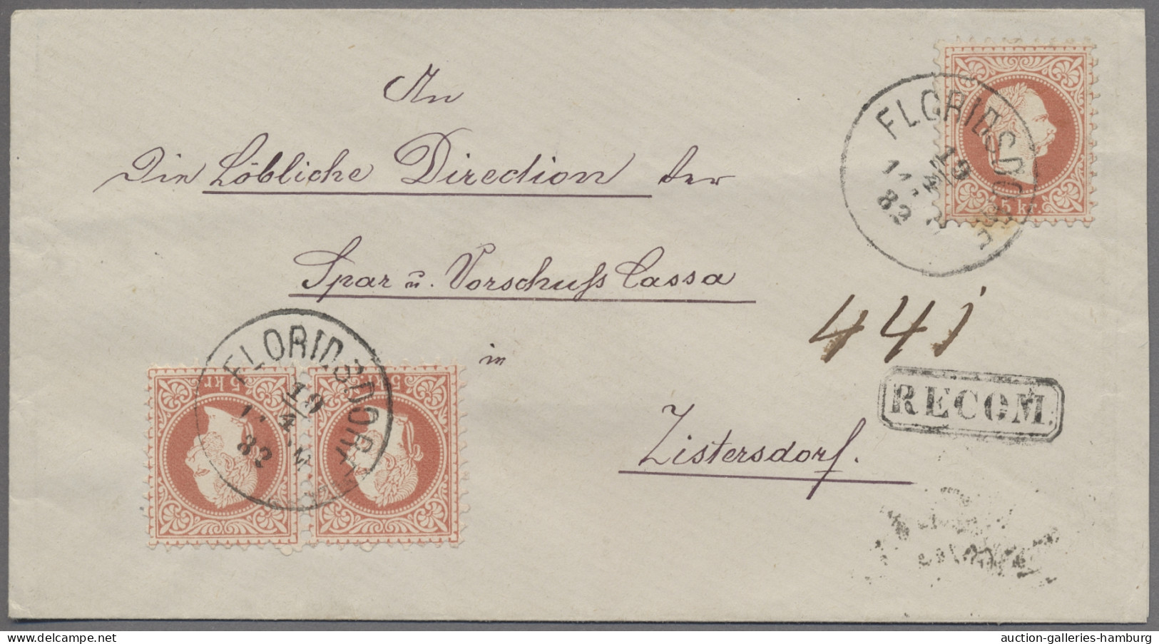 Österreich: 1882, Recobrief Von FLORIDSDORF Nach Zistersdorf Vorders. Frankiert - Covers & Documents