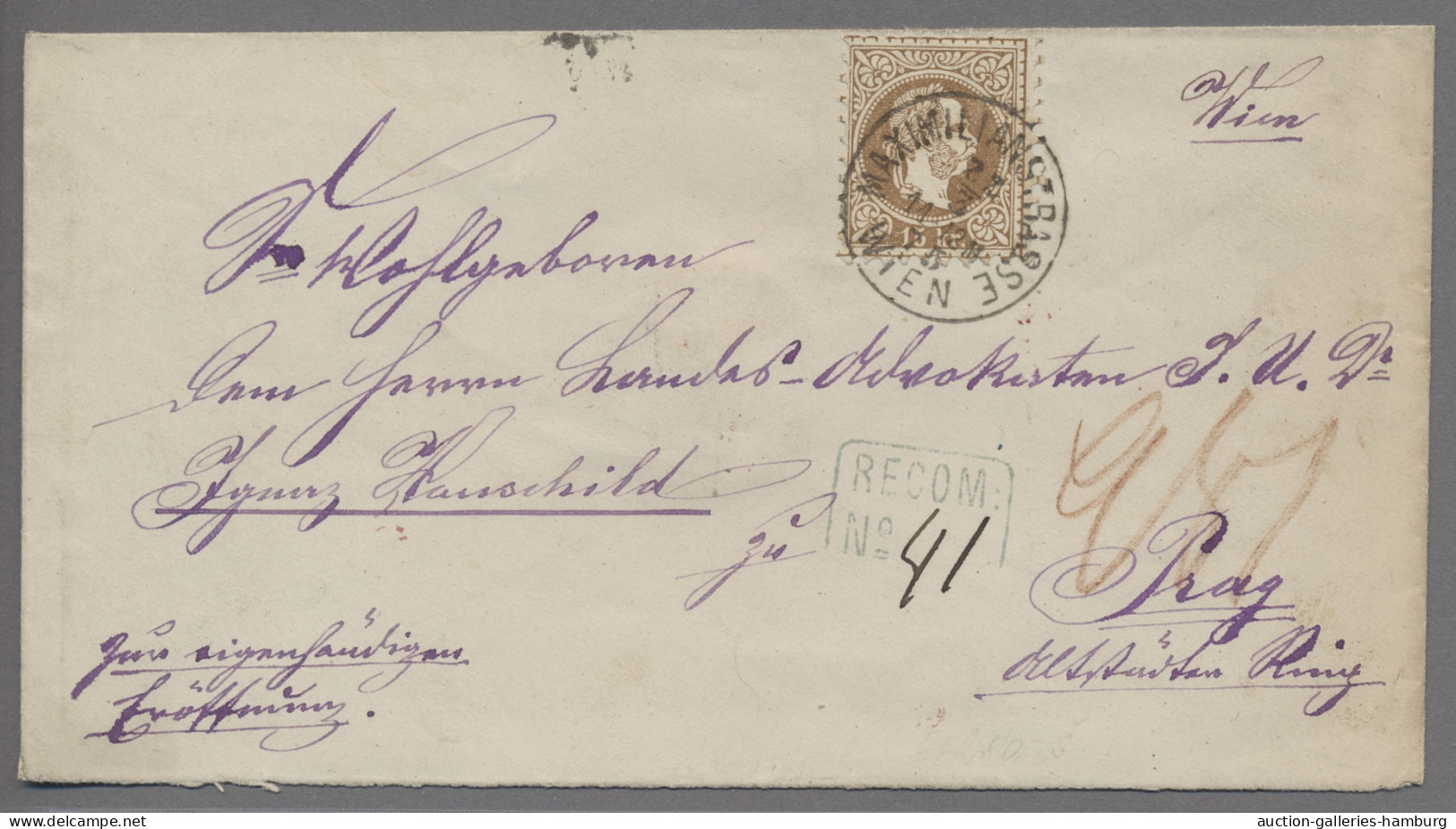 Österreich: 1872, GSU 5 Kr. Mit Zusatzfrankatur 10 Kr. Blau Grober Druck, Als Re - Covers & Documents