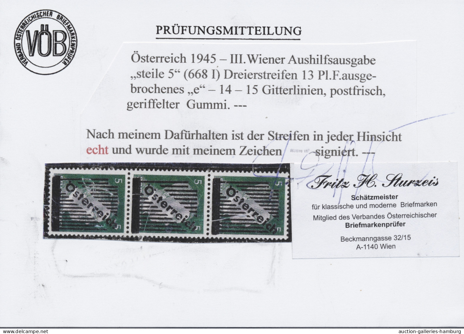 Österreich: 1945, III. Wiener Aushilfsausgabe 5 Pfg. Im Senkrechtem, Tadellos Po - Neufs