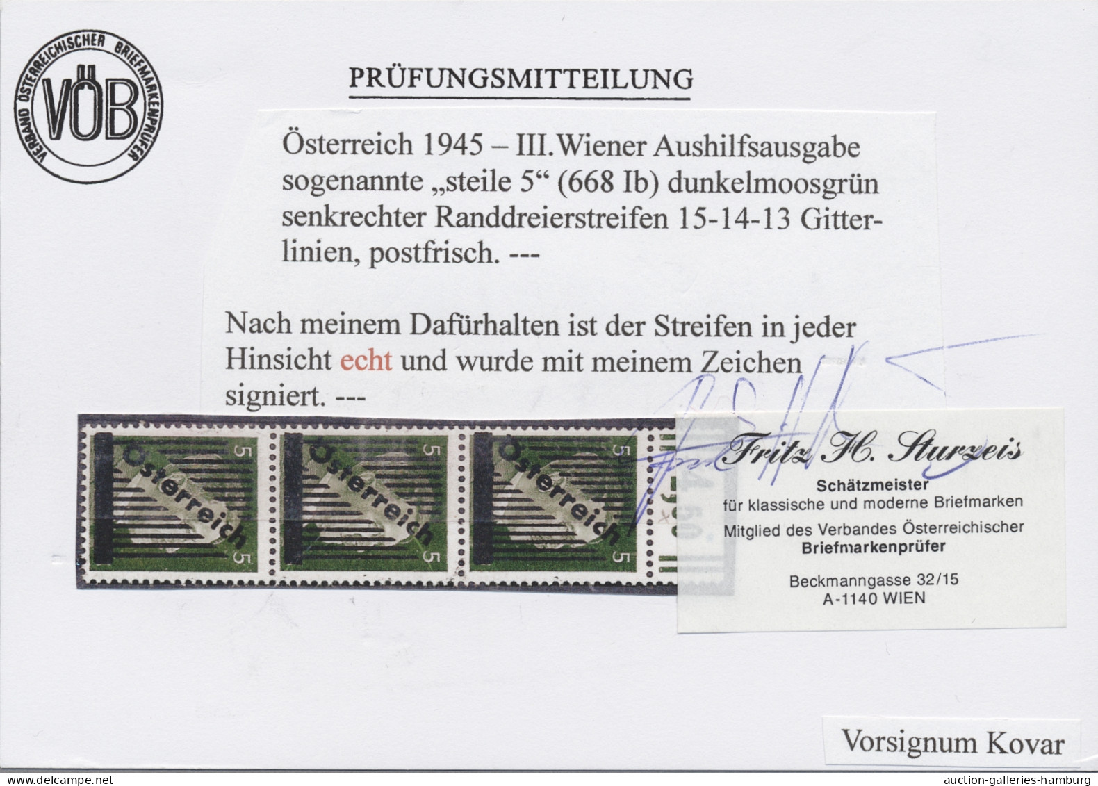 Österreich: 1945, III. Wiener Aushilfsausgabe 5 Pfg. Im Senkrechtem, Tadellos Po - Unused Stamps