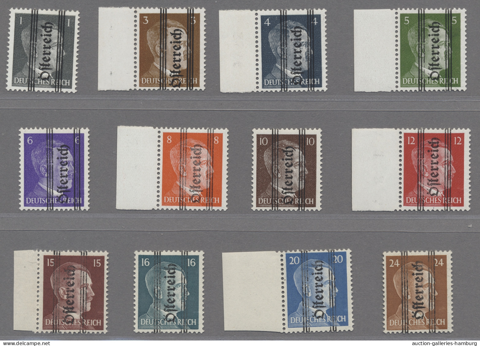 Österreich: 1945, Grazer Aushilfsausgabe 1 Bis 24 Pfg. Jeweils Mit Plattenfehler - Unused Stamps