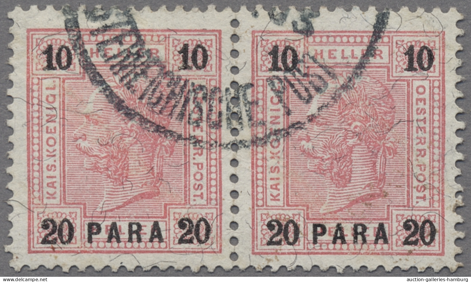 Österreichische Post In Der Levante: 1901, 20 Pa Auf 10 Kr Karmin/schwrz Auf Pap - Eastern Austria