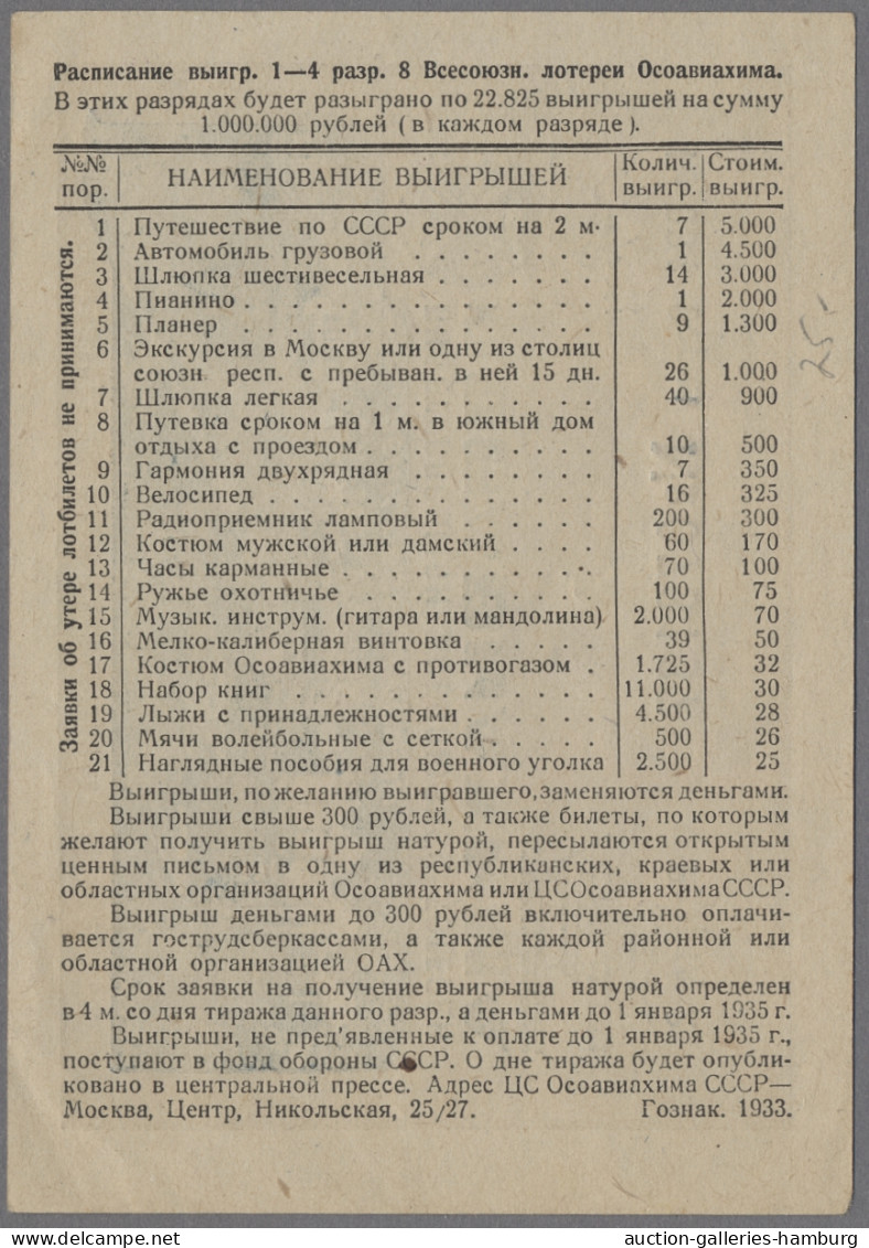 Sovjet Union - Specialities: 1933-1941, LOTTERIELOSE, Sieben Verschiedene Lose D - Otros