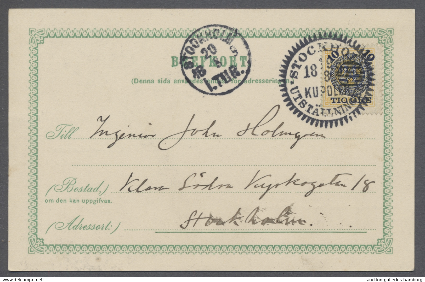 Sweden: 1897, Aug 19, STOCKHOLM UTSTÄLLNING Beautiful Strike On An Official Ppc - Lettres & Documents