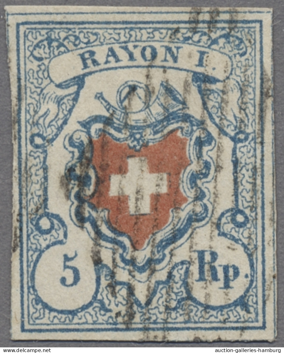 Schweiz: 1850-51, Rayon II 10 Rp. Und Rayon I 5 Rp. (diese Mit Deutlichen Spuren - Oblitérés