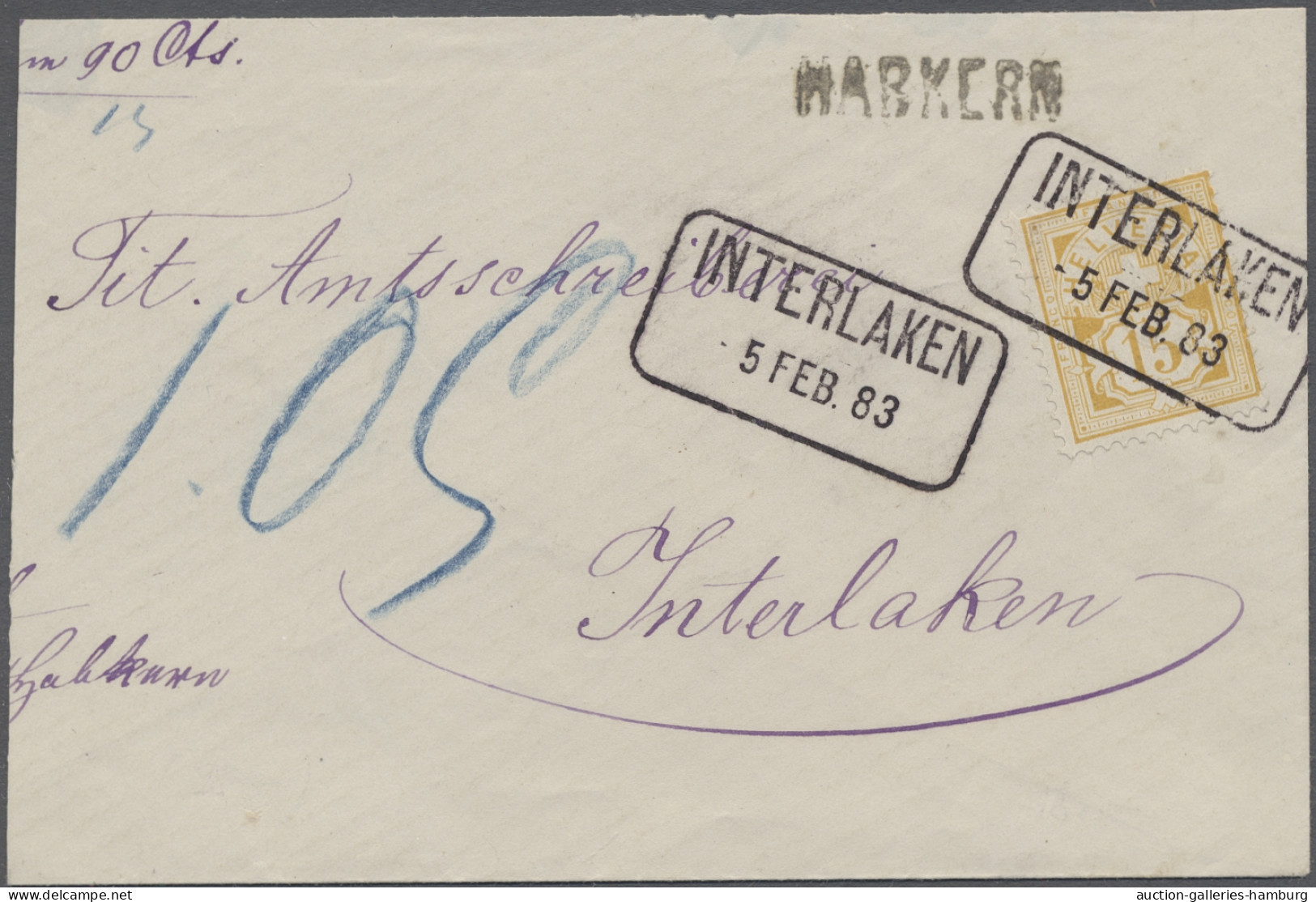 Schweiz: 1883, Kreuz über Wertschild Auf Weißem Papier, 15 C. Lebhaftgelbocker A - Covers & Documents