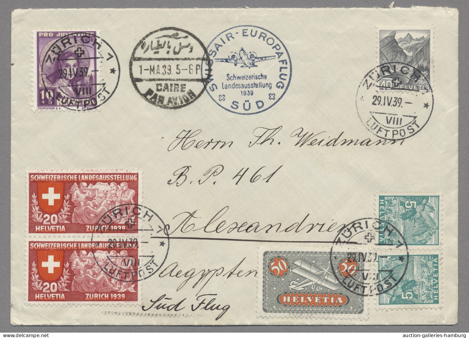 Schweiz: 1939, 15.V., Swissair Europaflug Nord, Zürich-Le Locle, Mit Guter Flugf - Lettres & Documents