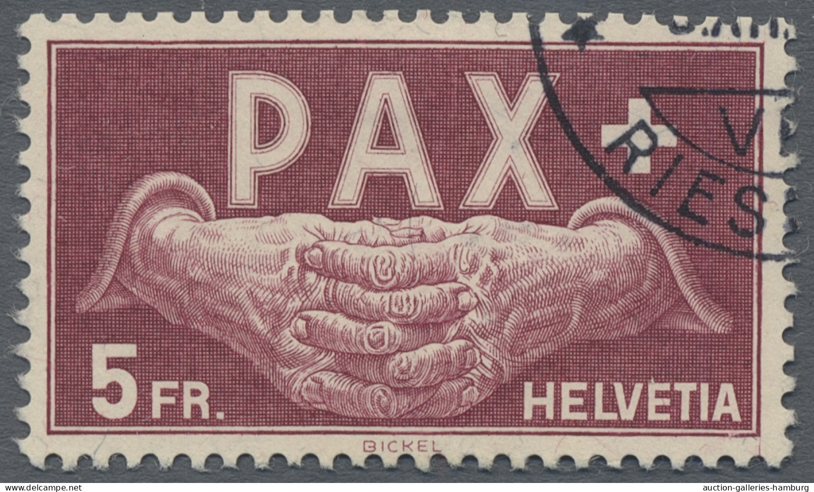 Schweiz: 1945, PAX-Satz, 13 Werte Sauber Mit Rundstempel Entwertet, Die 2 Fr. Mi - Used Stamps