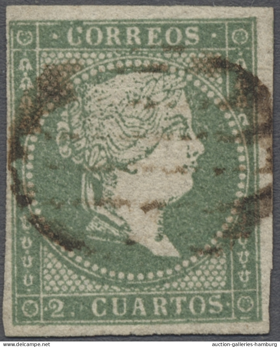 Spain: 1856, Königin Isabella II. Nach Rechts Mit Lorbeerkranz, Wz. 2 (gekreuzte - Usados