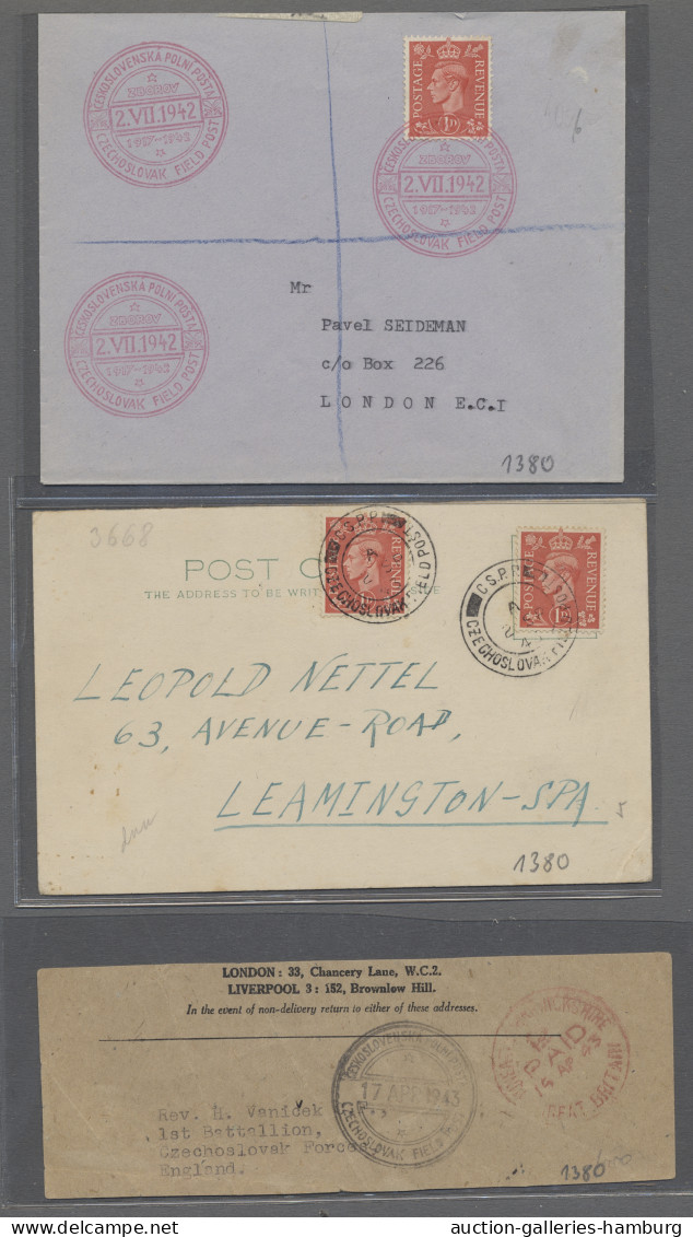 Czechoslowakia - Specialities: 1942-43, FELDPOST IN GROSSBRITANNIEN, Vier Belege - Autres