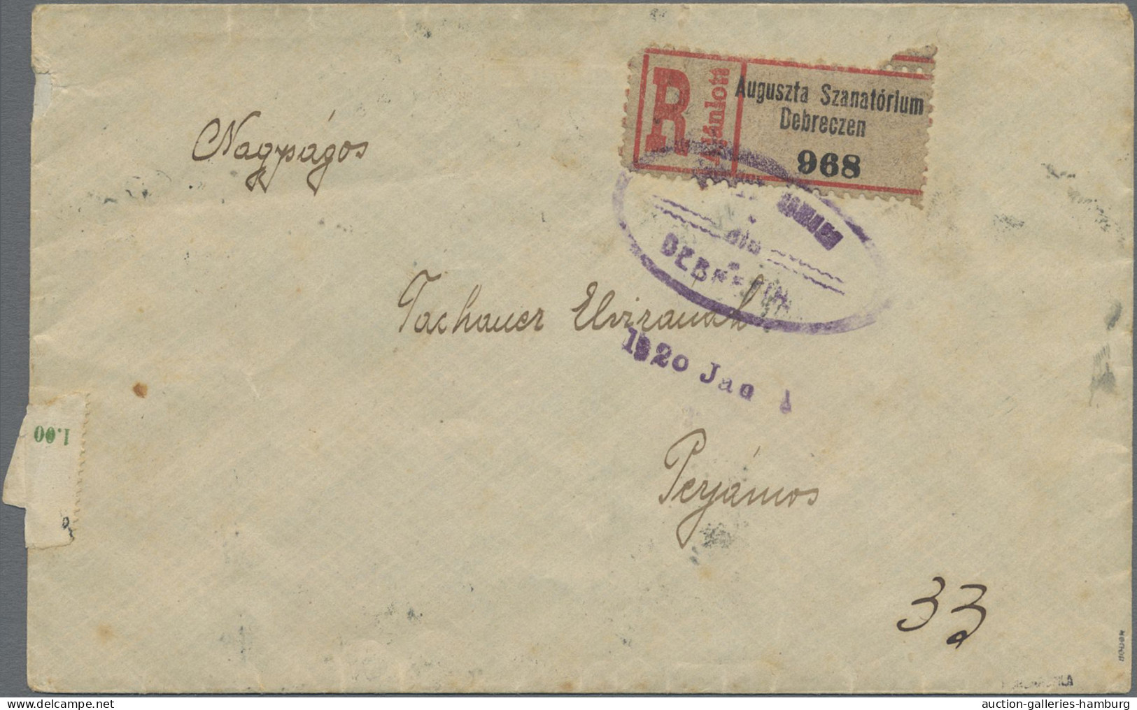 Hungary: 1919, Harvester/Magyar Posta 5f. Green (3), 10f. Rose (two Pairs) In Co - Debreczen