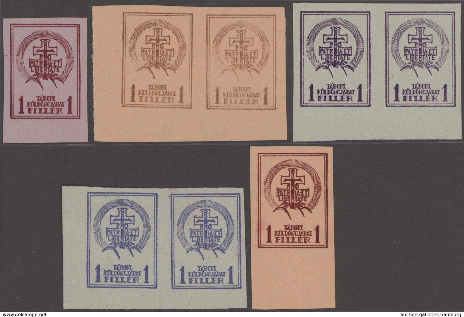 Hungary - Specialities: 1938, Sopron Courier Mail Stamps, 1st Issue, Group Of Ei - Autres