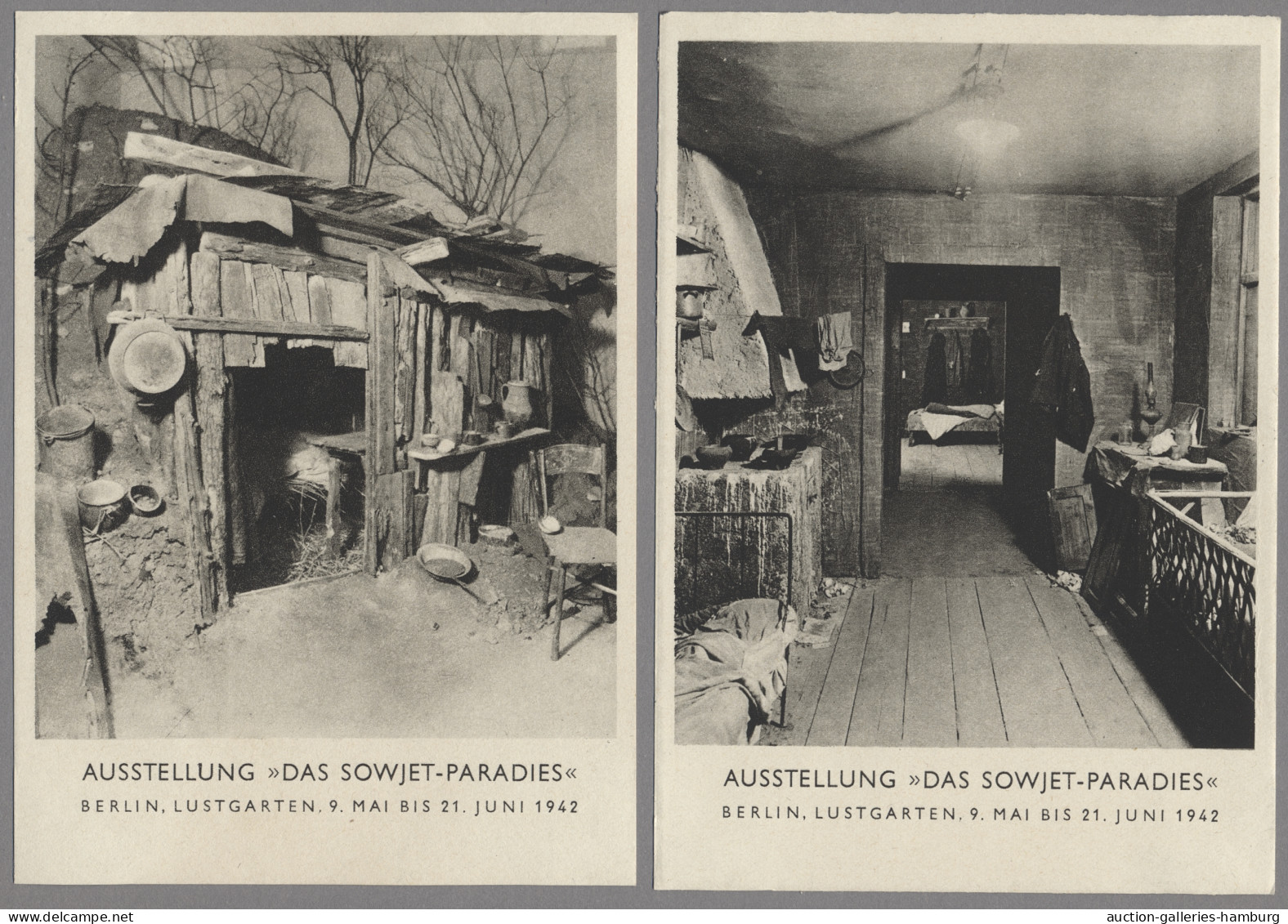 Ansichtskarten: Propaganda: 1942, "DAS SOWJET-PARADIES", Drei Verschiedene Bildp - Political Parties & Elections