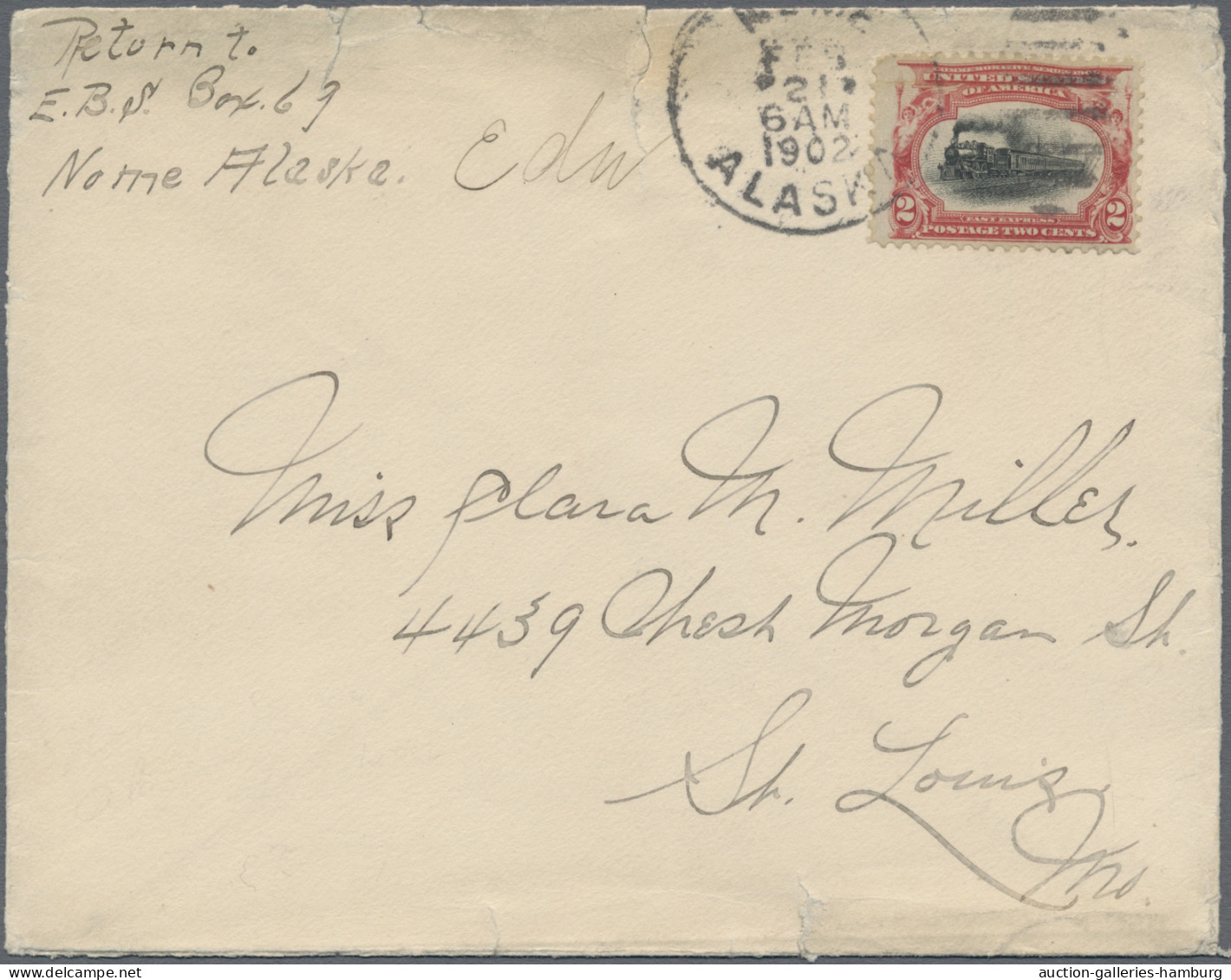 Thematics: Arctic: 1902, Nome/Alaska, Winter Mail, Cover Bearing 2c. Carmine/bla - Other