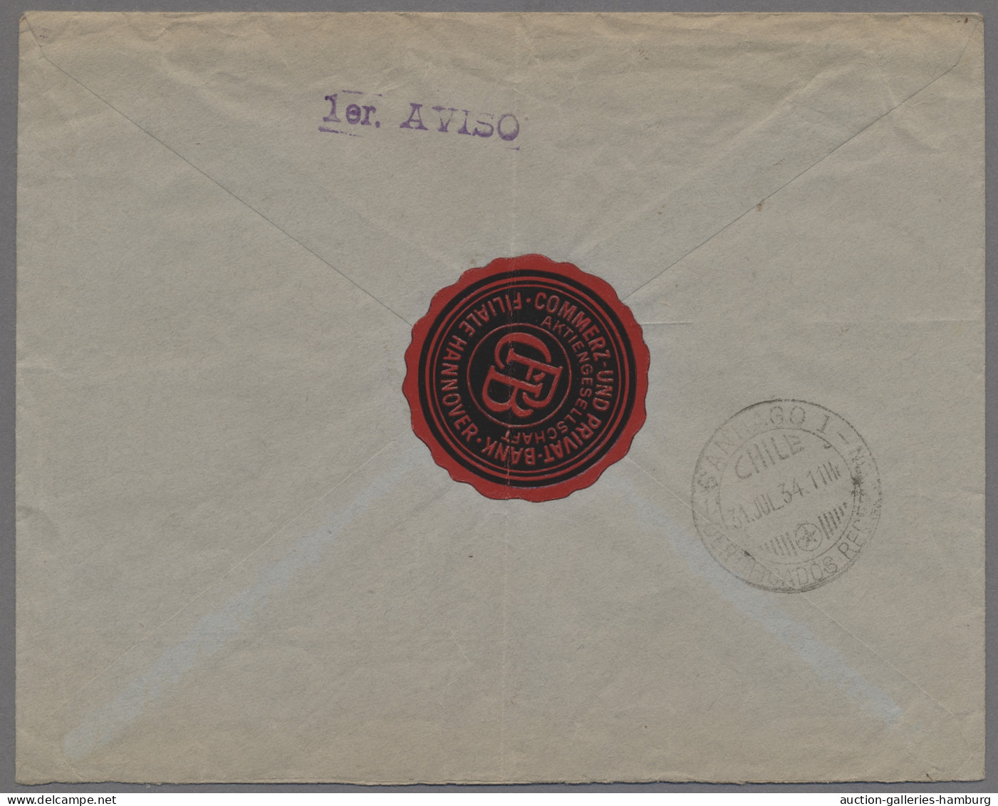 Air Mail - Germany: 1934, Geschäftsbrief Frankiert Mit Hindenburg, 5 Bzw. 30 Pfe - Poste Aérienne & Zeppelin