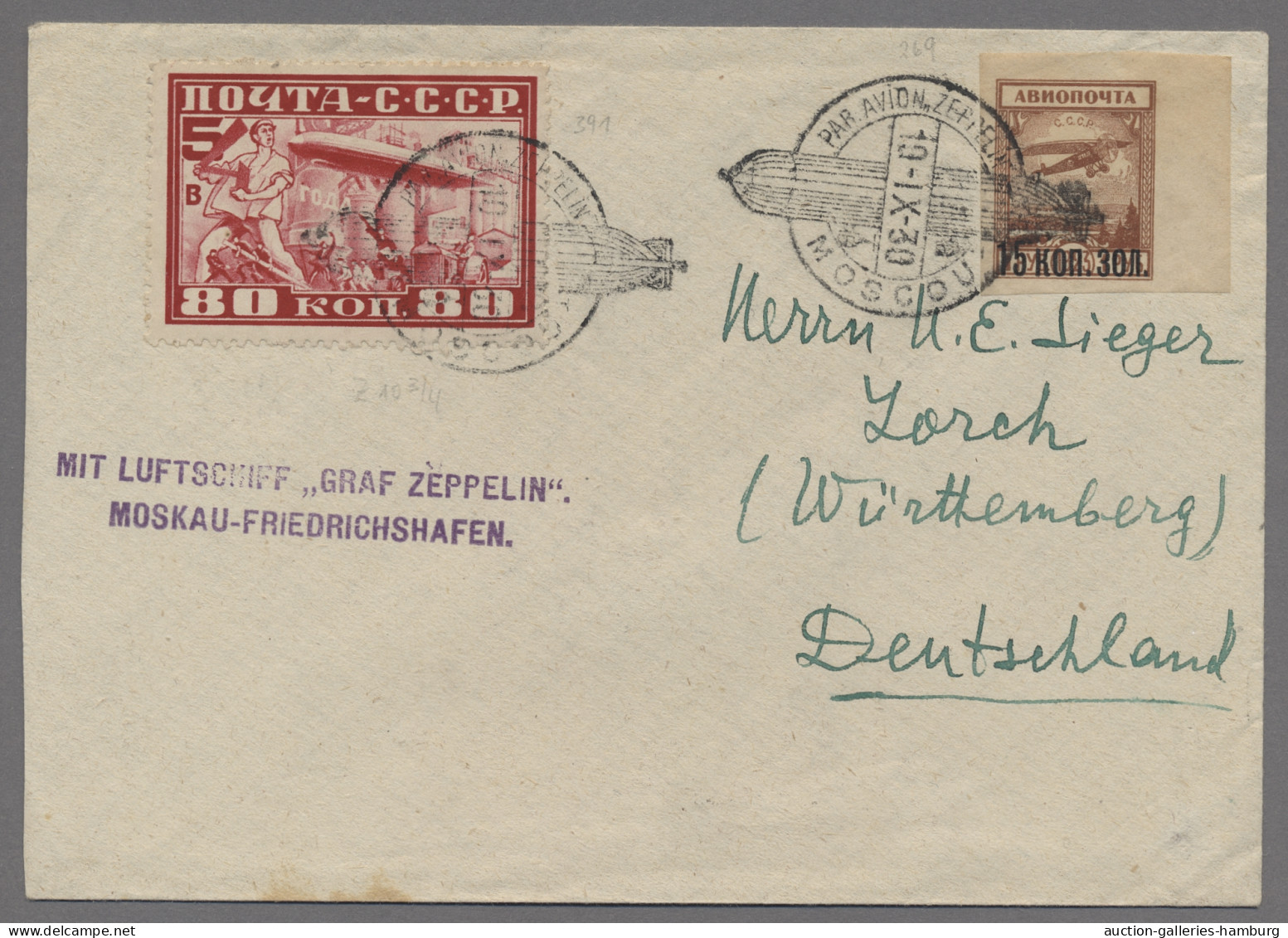 Zeppelin Mail - Europe: 1930, LZ 127, Rückfahrt Von Rußland, Beide Sowjetischen - Autres - Europe