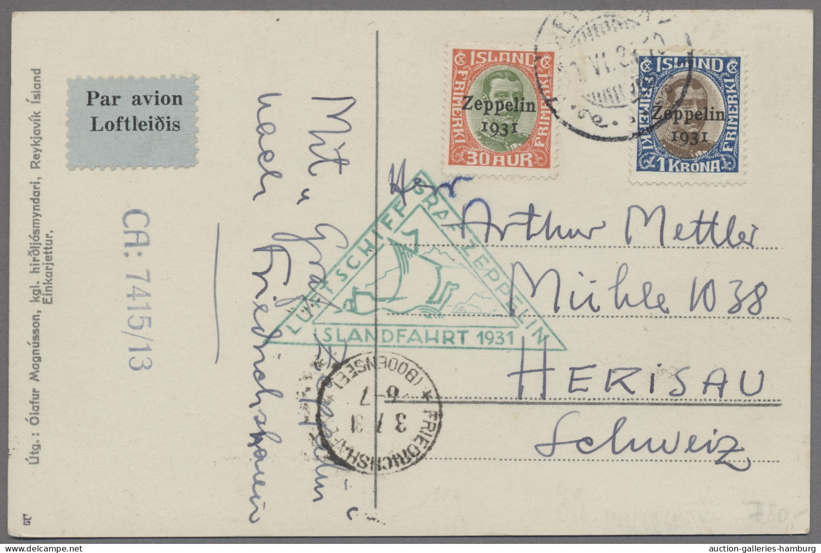 Zeppelin Mail - Europe: 1931, ISLANDFAHRT, 30 Aur. Und 1 Kr., Jeweils Mit Aufdru - Autres - Europe