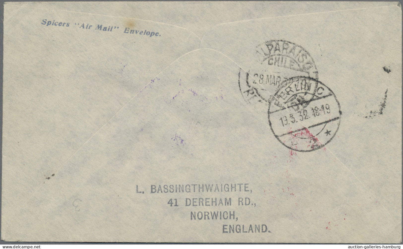 Zeppelin Mail - Europe: 1932, KGV 6d. Purple Horizontal Pair On Zeppelin Cover " - Autres - Europe