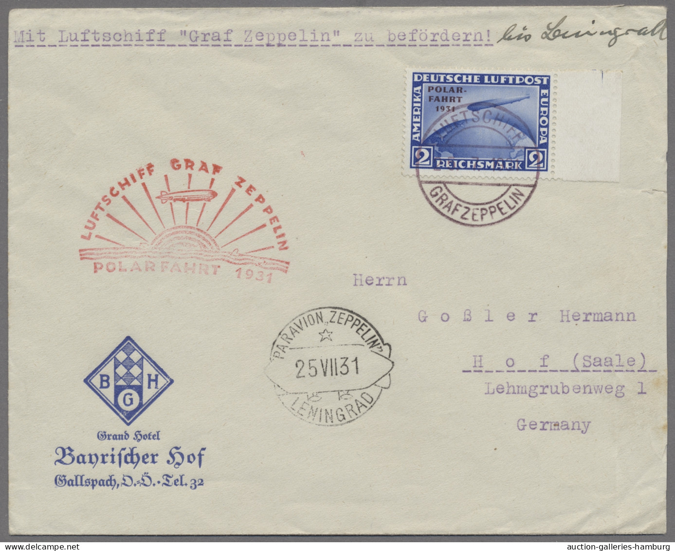 Zeppelin Mail - Germany: 1931, Polarfahrt, Brief Mit 2 RM Polarfahrt (Mi.Nr. 457 - Correo Aéreo & Zeppelin