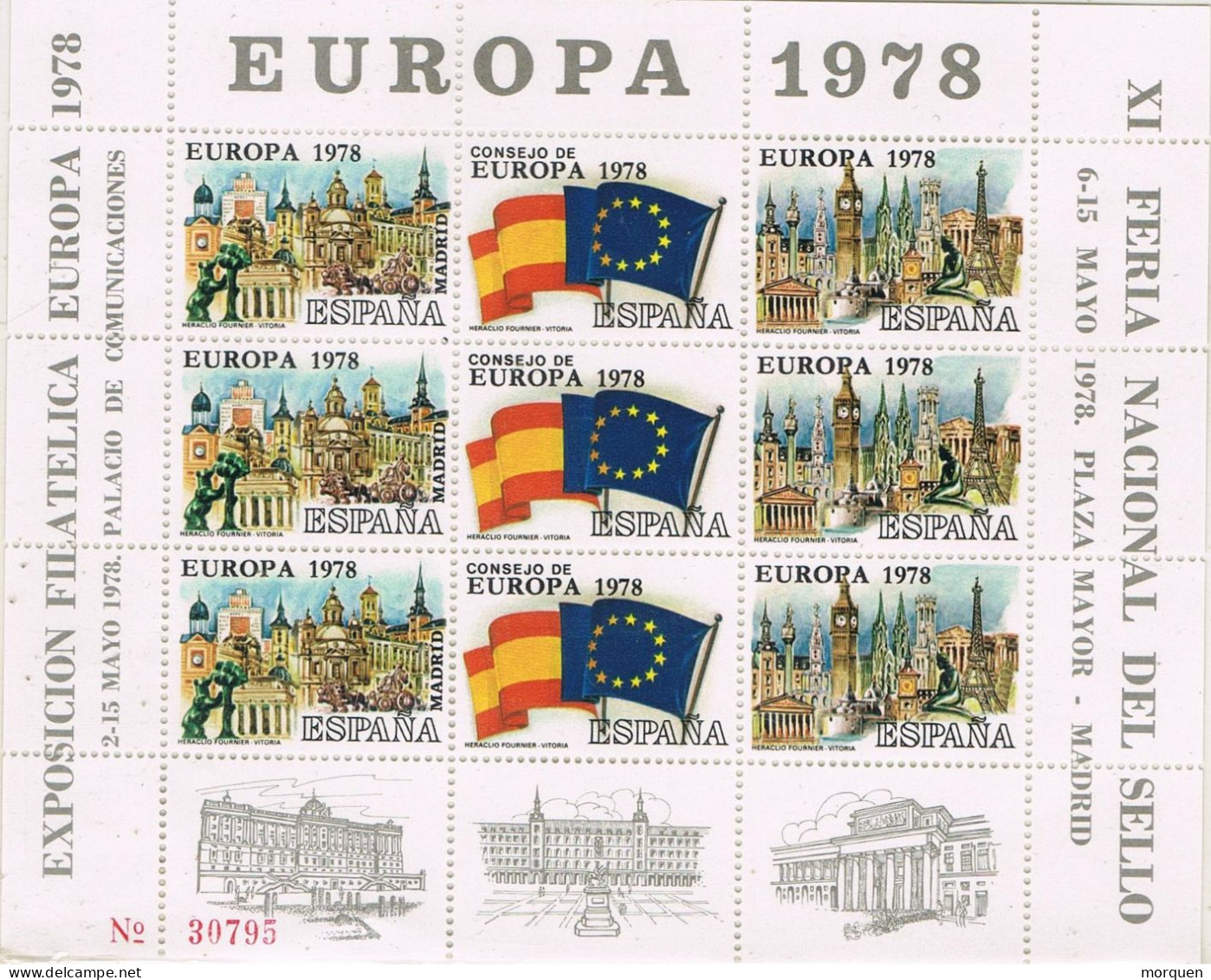 54020. Hojita Palacio Comunicaciones MADRID 1978. Tema EUROPA 78, Viñetas, Label, Cinderella - Variedades & Curiosidades