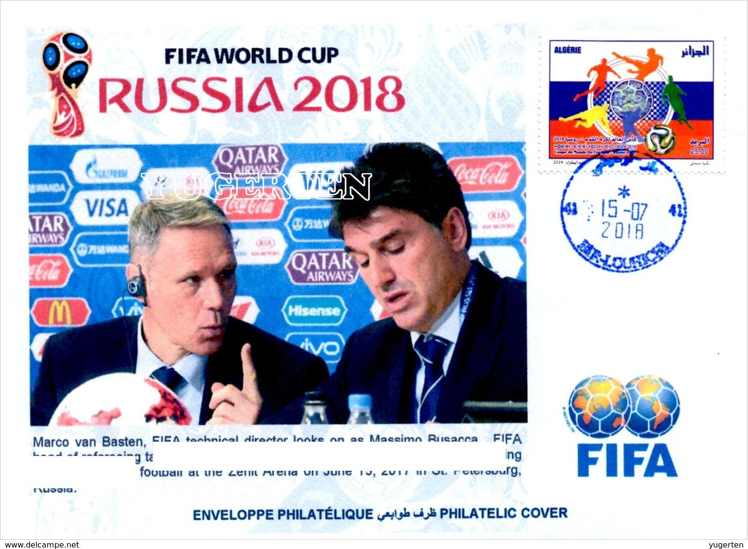 ALGERIA 2018 - Philatelic Cover Van Basten FIFA Football World Cup Russia 2018 Fußball Футбол Россия 2018 - AC Milan - 2018 – Russia