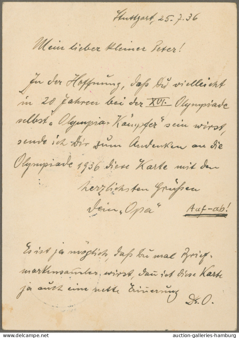 Zeppelin Mail - Germany: 1936, Olympiafahrt, Ganzsachenkarte 6 Pfg. Mit Zusatzfr - Airmail & Zeppelin