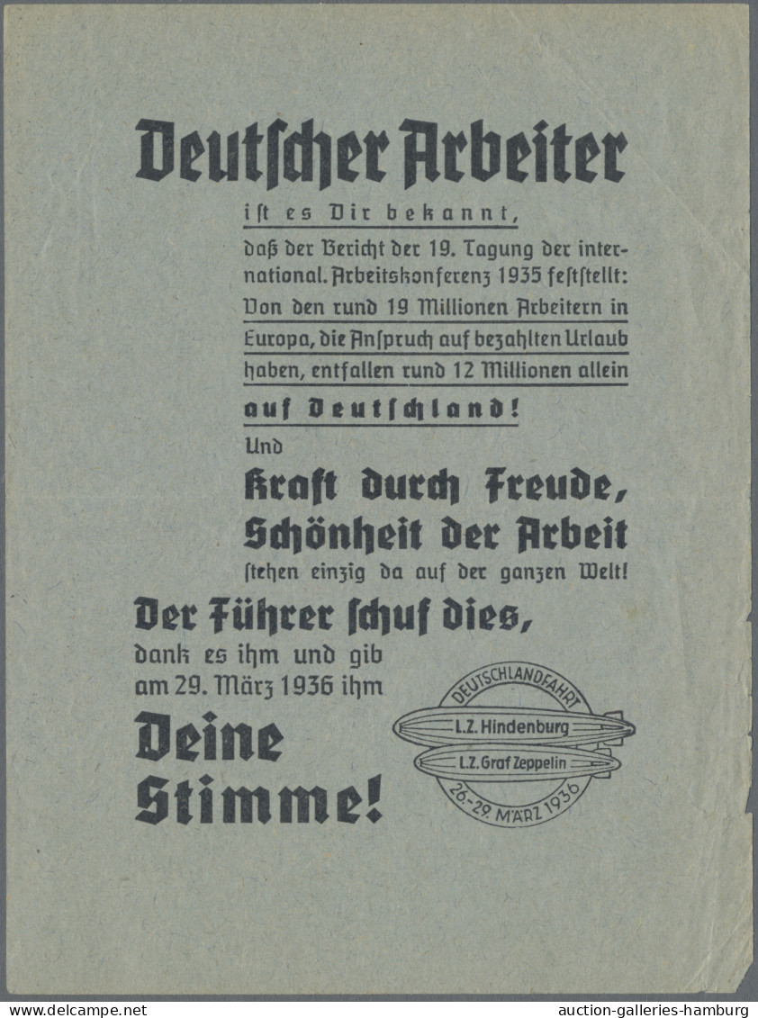 Zeppelin Mail - Germany: 1936, Deutschlandfahrt Zur Reichstagswahl Vom 29. März, - Airmail & Zeppelin