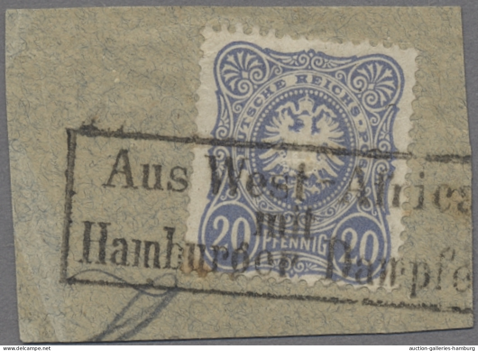 German Ship Post: 1885 (ca.), Pfennig-Ausgabe, 20 Pf. Adler Auf Briefstück Mit F - Autres & Non Classés