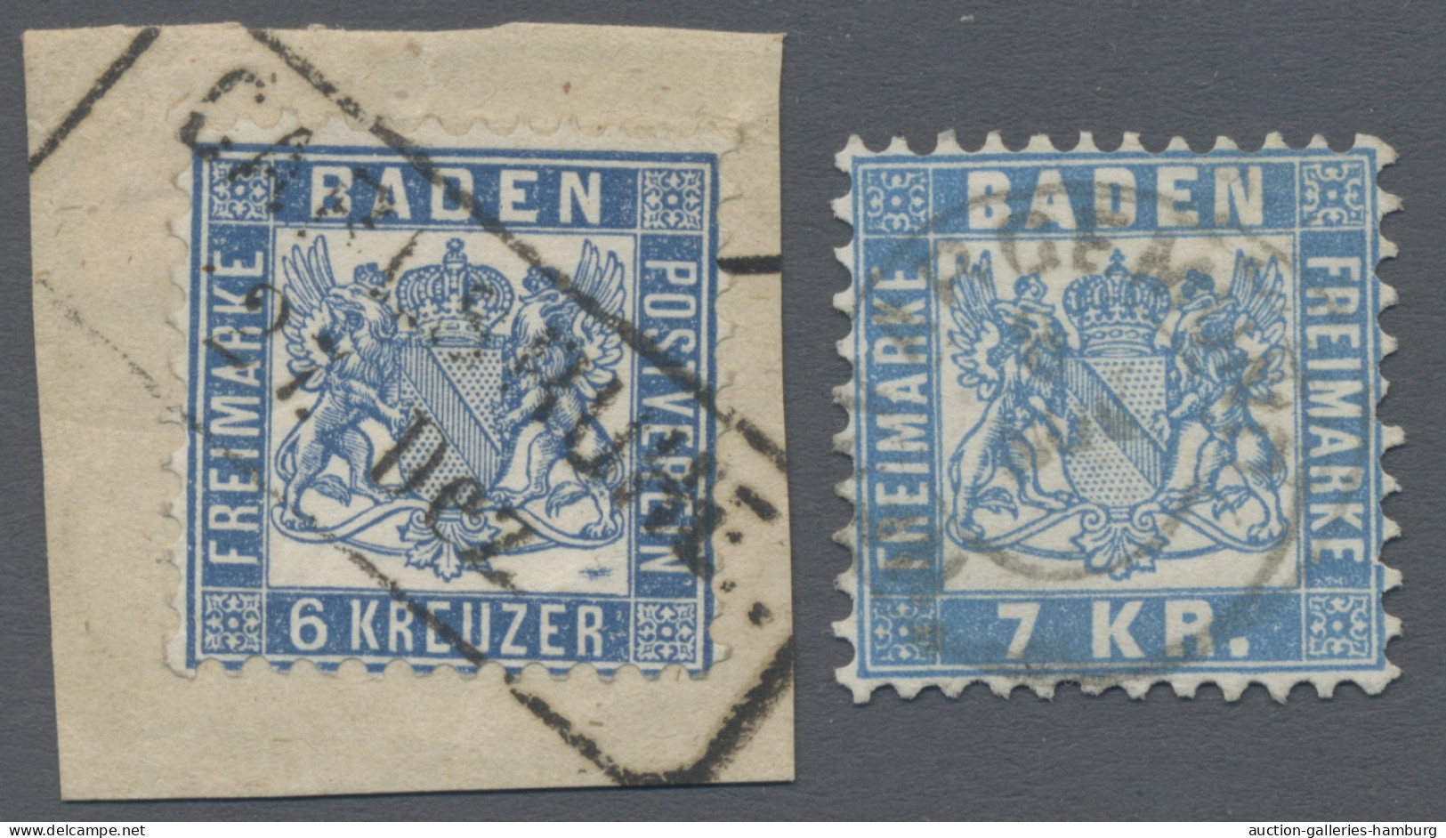 Baden - Marken Und Briefe: 1862-1868, Freimarke 6 Kr. Preußischblau, Entwertet M - Other & Unclassified