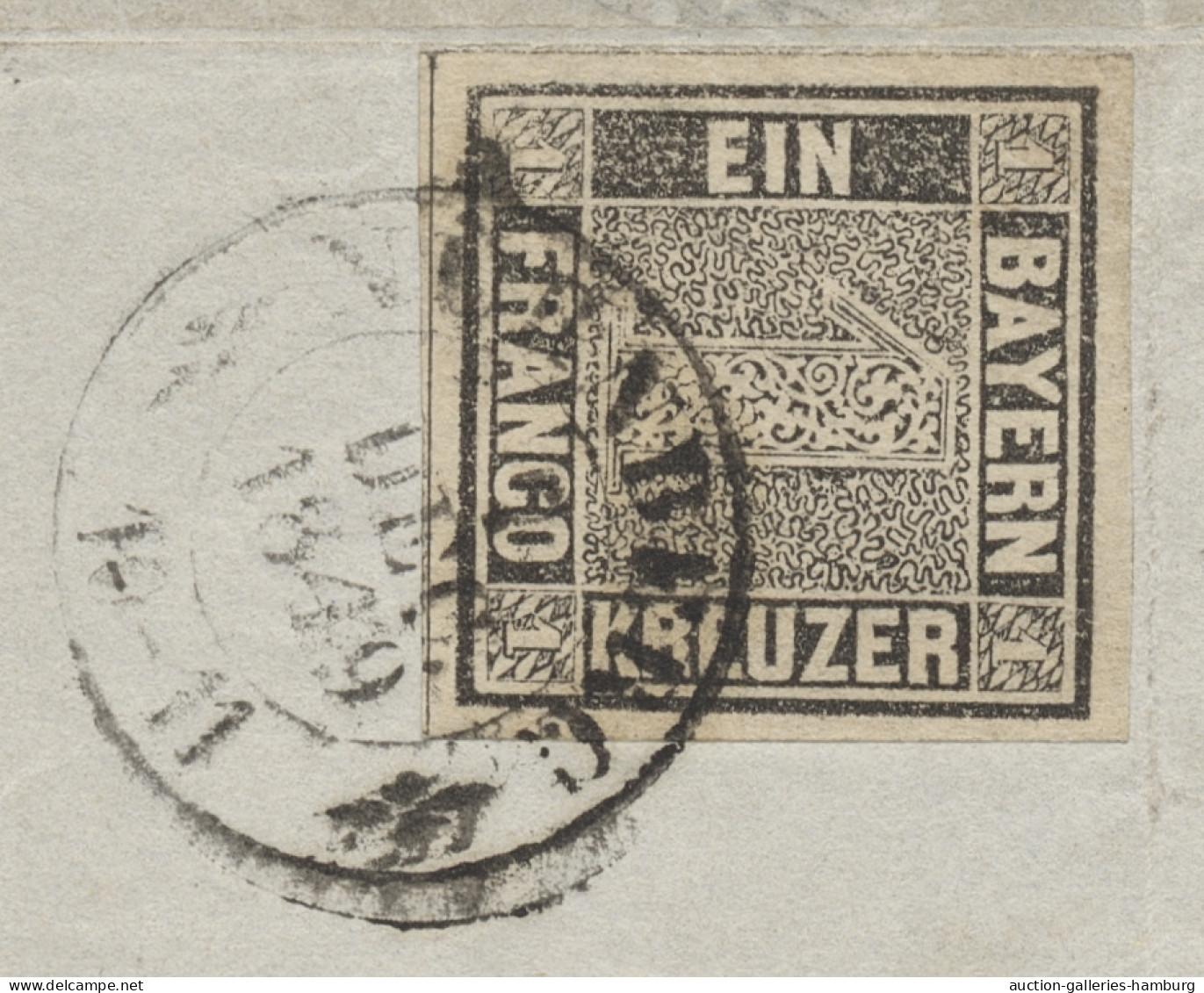 Bayern - Marken Und Briefe: 1849, Freimarke 1 Kreuzer Grauschwarz In Der Type I, - Other & Unclassified