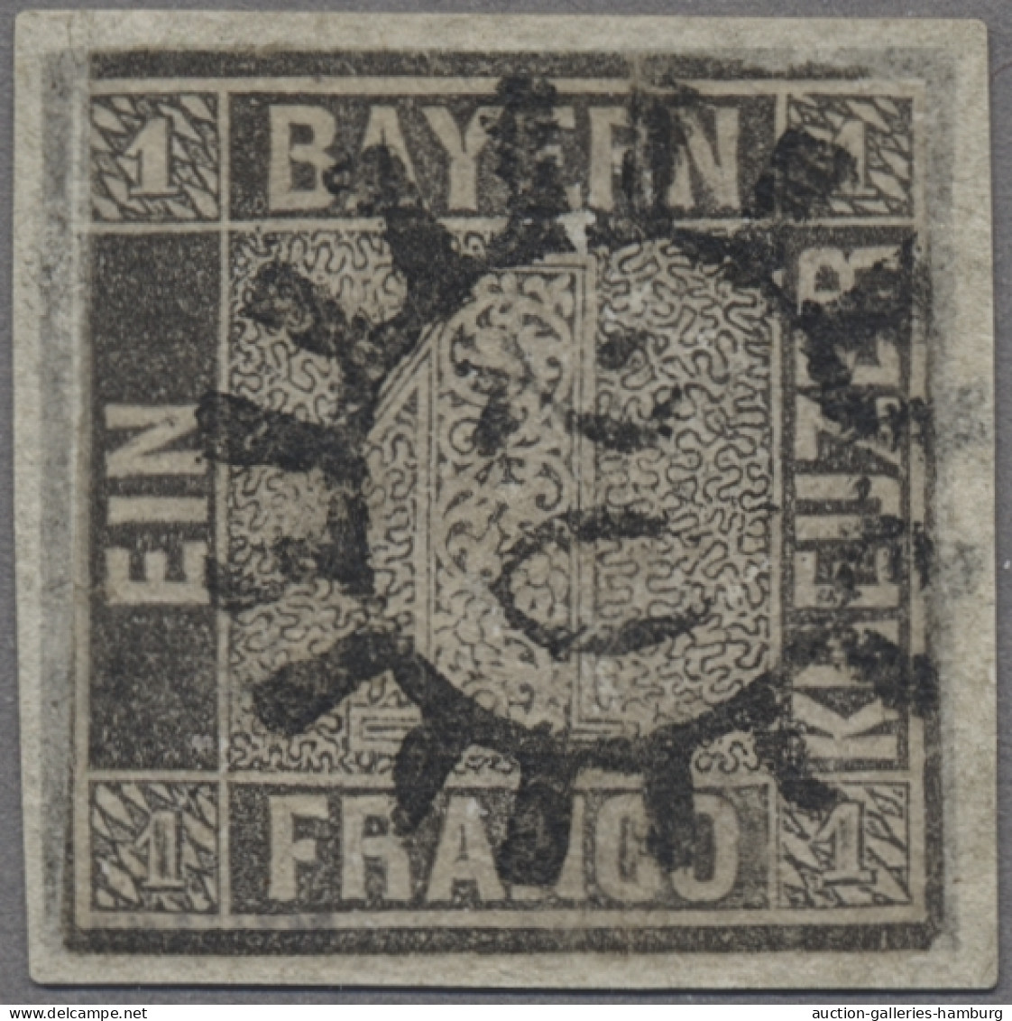 Bayern - Marken Und Briefe: 1849, Freimarke 1 Kreuzer Grauschwarz In Platte 2, E - Autres & Non Classés