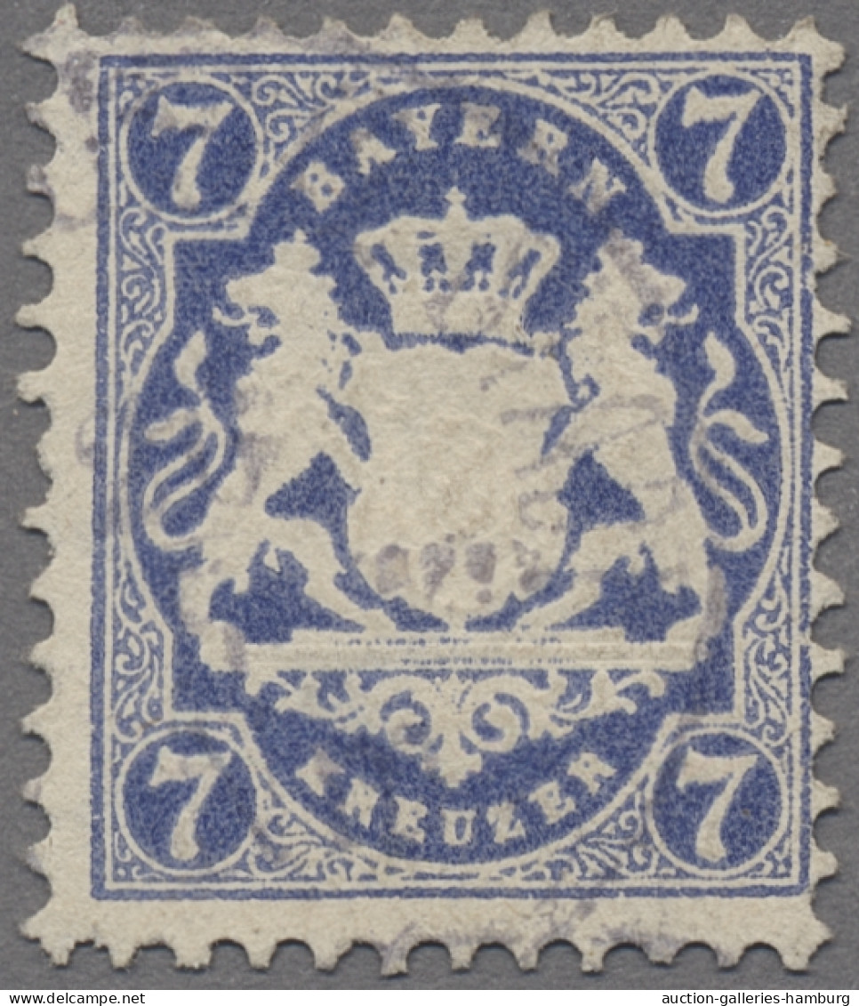 Bayern - Marken Und Briefe: 1870, Staatswappen Mit Wz. 1 Y (weite Rauten), 7 Kr. - Sonstige & Ohne Zuordnung