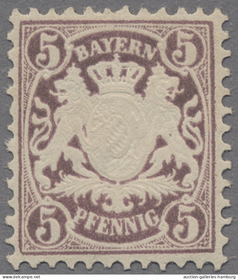 Bayern - Marken Und Briefe: 1878, 5 Pfg. In Der Seltenen Rotvioletten Farbe, Min - Other & Unclassified