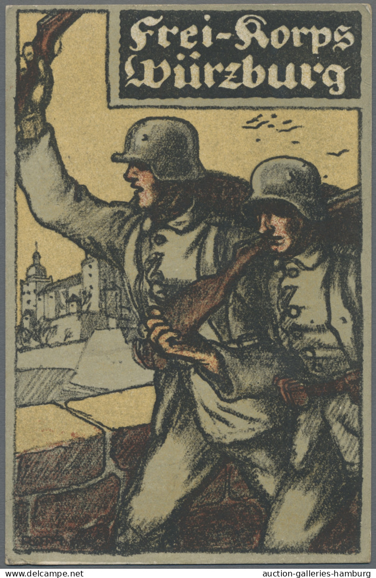 Bayern - Besonderheiten: 1919, FREIKORPS WÜRZBURG, Zwei Feldpostkarten Mit Propa - Otros & Sin Clasificación
