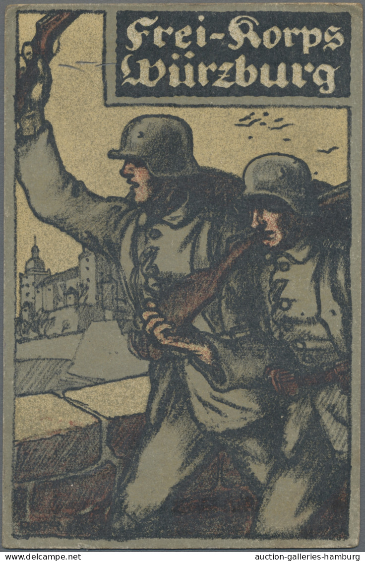 Bayern - Besonderheiten: 1919, FREIKORPS WÜRZBURG, Zwei Feldpostkarten Mit Propa - Other & Unclassified