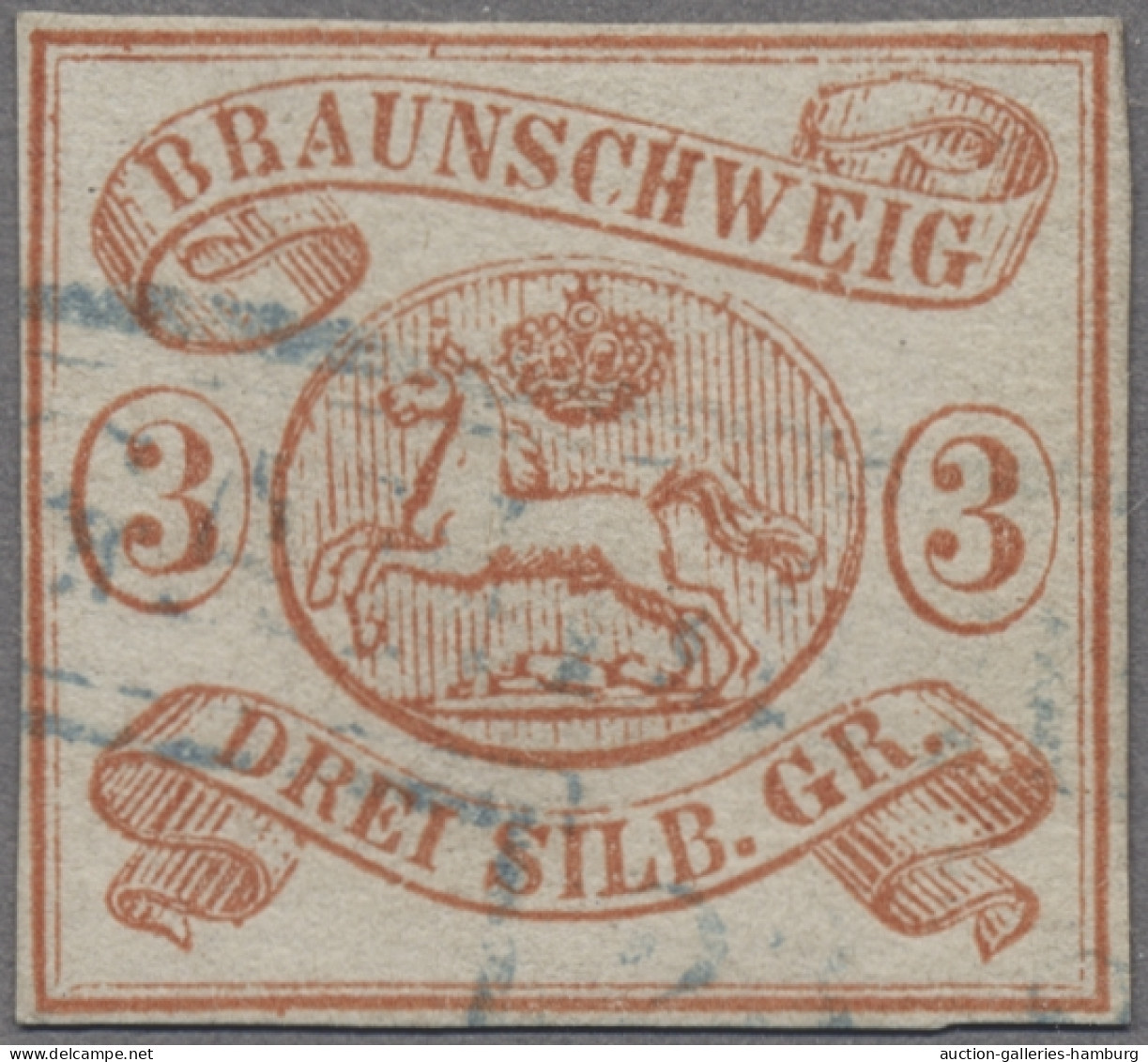 Braunschweig - Marken Und Briefe: 1852, Freimarke 3 Sgr. Lebhaftorangerot, Allse - Brunswick