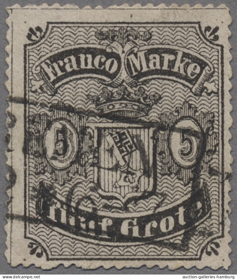 Bremen - Marken Und Briefe: 1862, Freimarke 5 Grote Schwarz Auf Mattgraubraun Mi - Bremen