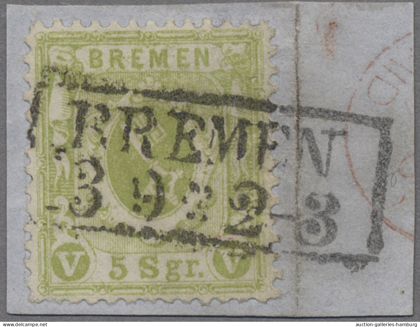 Bremen - Marken Und Briefe: 1867, Freimarke 5 Silbergroschen Schwarzgrüngelb Gez - Bremen