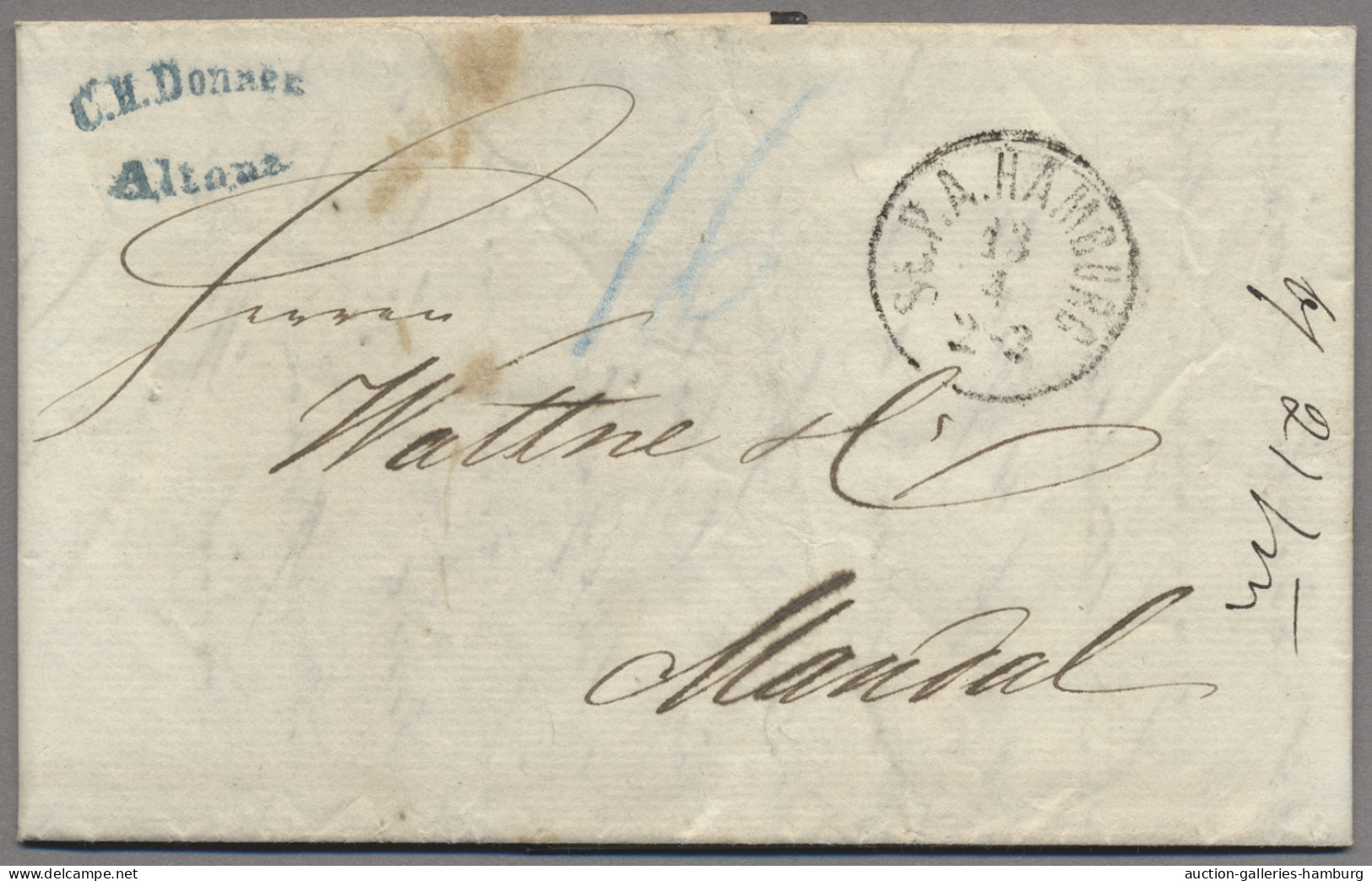 Hamburg - Stadtpostamt: 1866, Einkreisstempel "St.P.A.HAMBURG 13 4" Auf Trauerbr - Hambourg