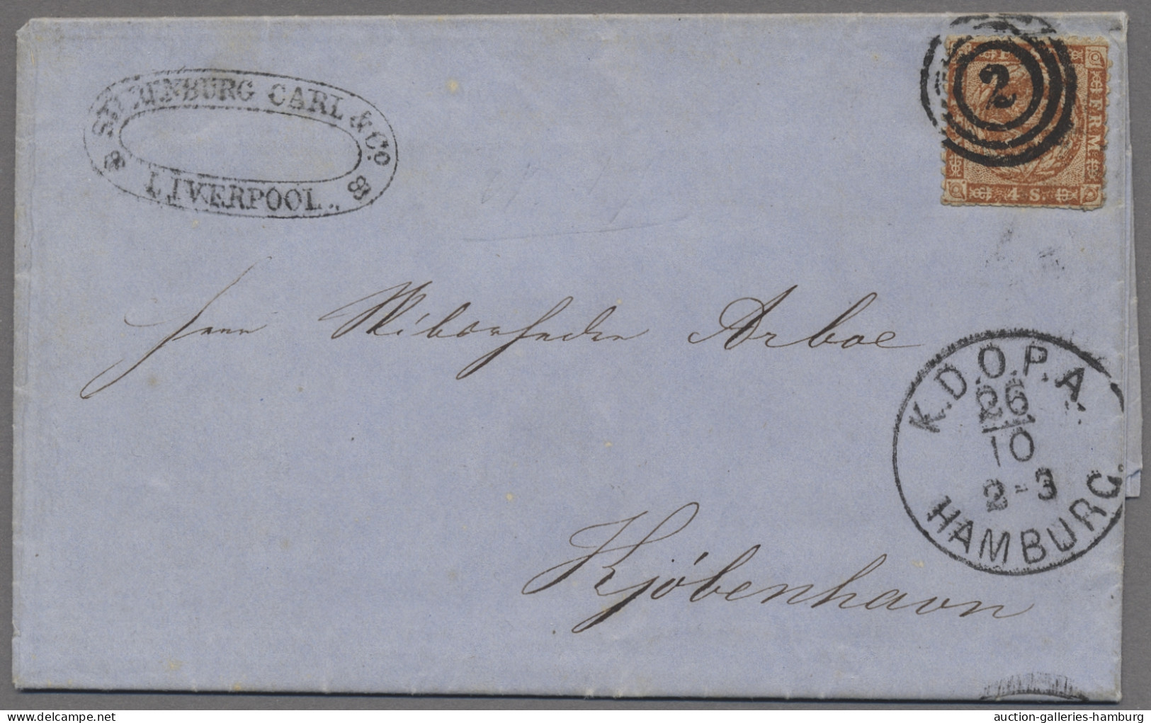 Hamburg - Dänisches Oberpostamt: 1855, Faltbrief Von Liverpool Nach Kopenhagen, - Hambourg