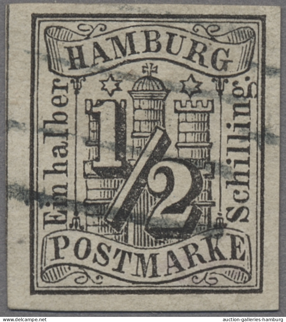 Hamburg - Marken Und Briefe: 1850, "Hamburger Wappen" 1/2 Schilling Schwarz Alls - Hambourg