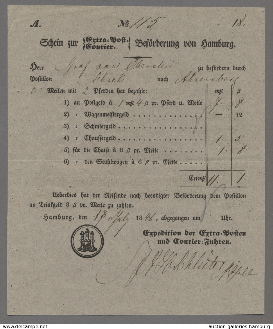 Hamburg - Besonderheiten: 1846, 2 Guterhaltene, Waagerecht Gefaltete Scheine Zur - Hamburg